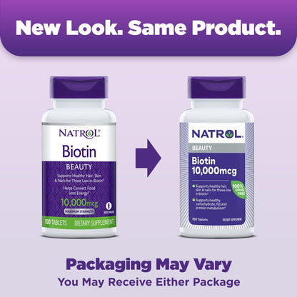 Detalle caja Natrol Beauty Biotin ingredientes y dosis