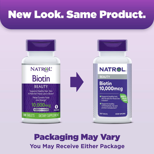 Detalle caja Natrol Beauty Biotin ingredientes y dosis