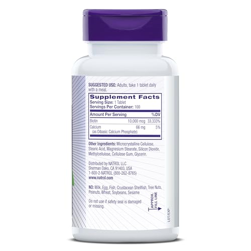 Toma suplementaria diaria Natrol Beauty Biotin