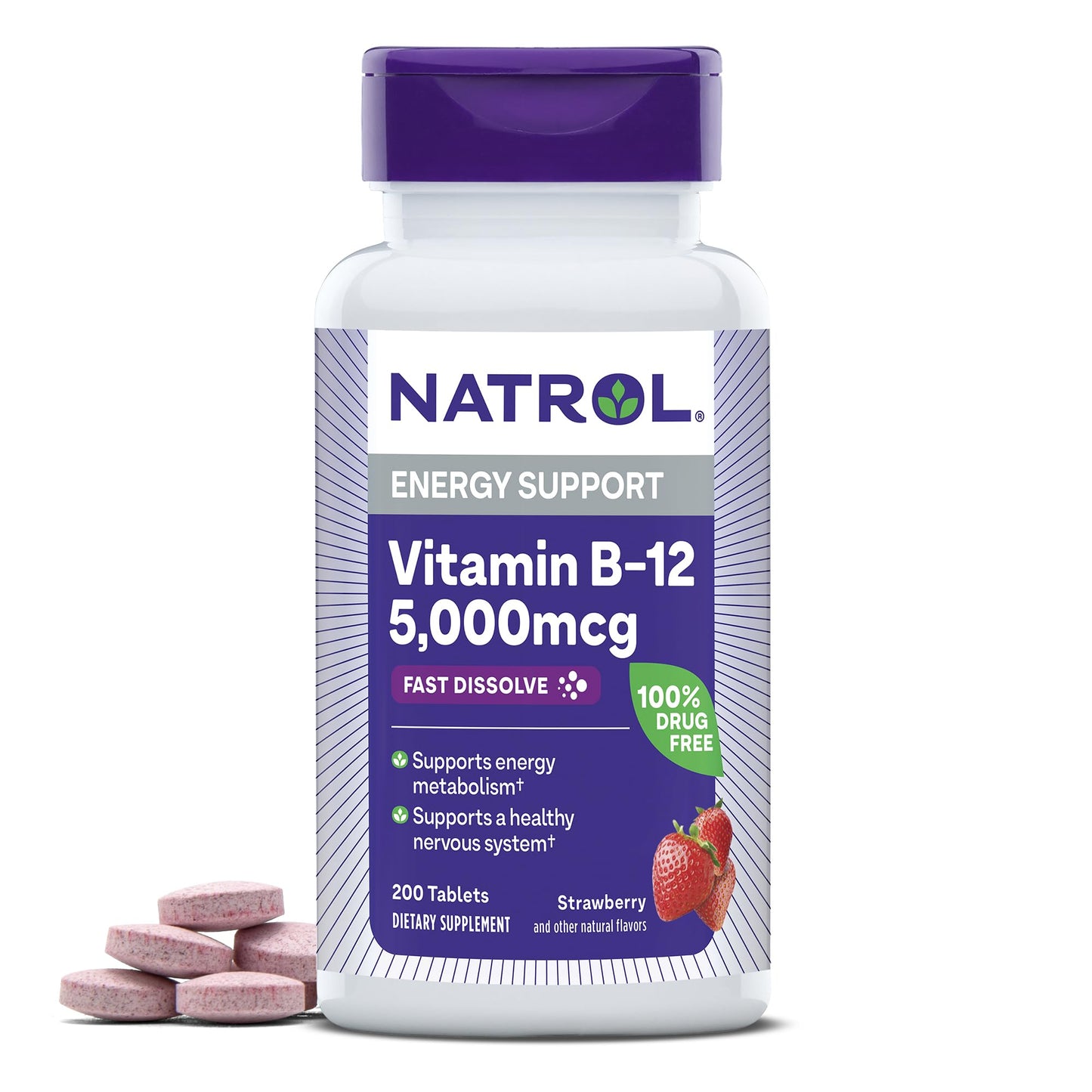 Natrol vitamina b12 5000 mcg tabletas disolución rápida energía