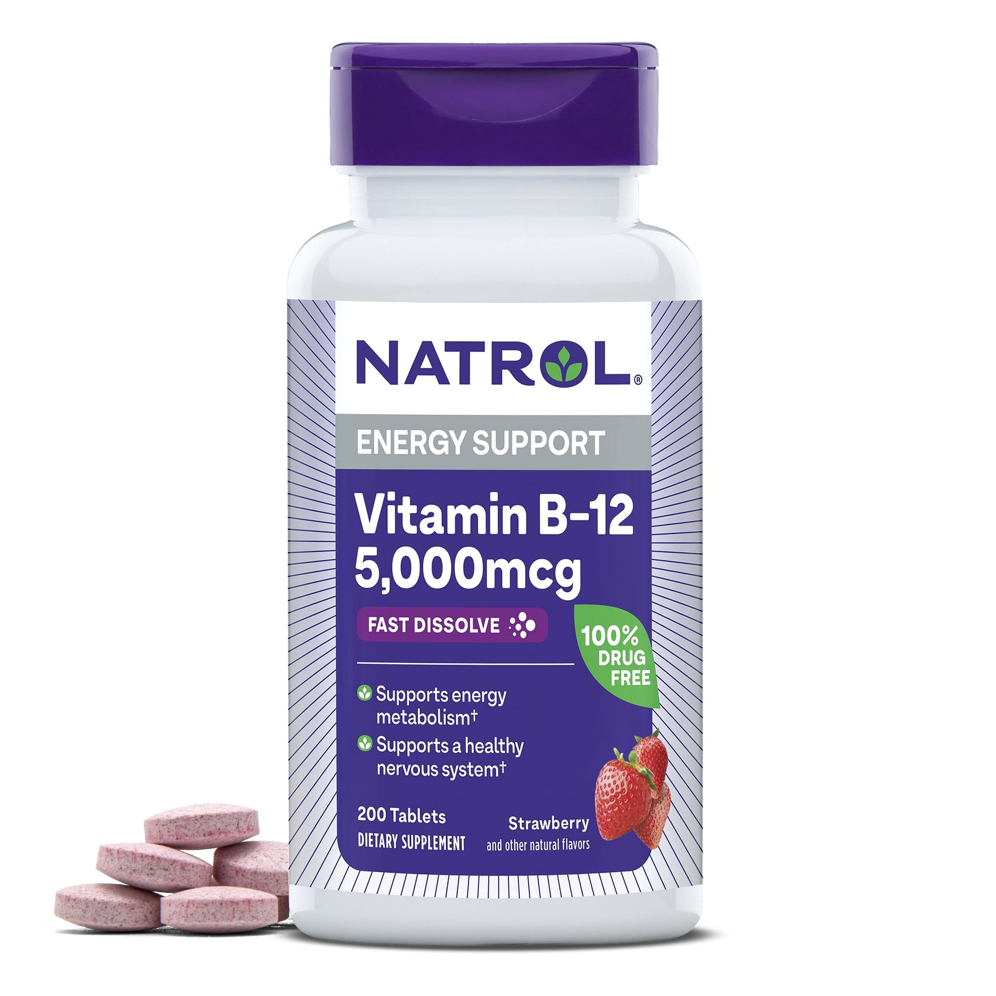 Natrol vitamina b12 5000 mcg tabletas disolución rápida energía