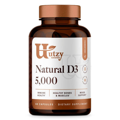 Natural D3 vitamina D3 5000 UI frasco 60 cápsulas