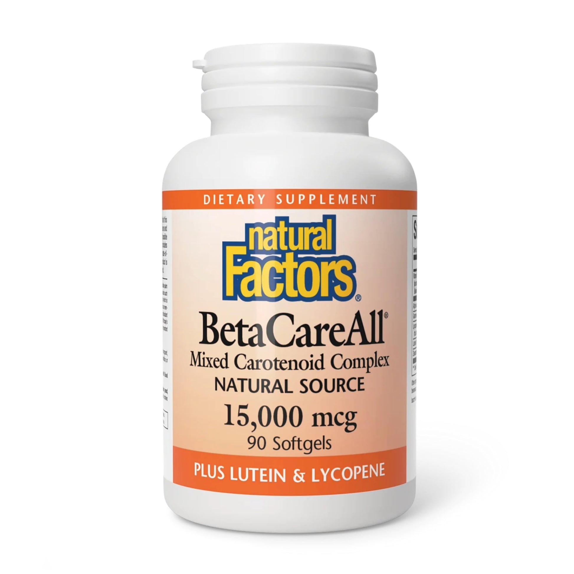 Frasco de BetaCareAll con cápsulas blandas para vitamina A