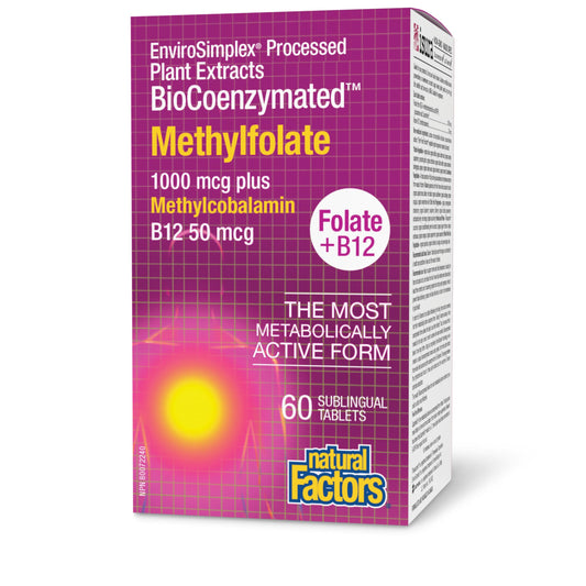 Natural Factors Metilfolato 1000 mcg 60 cápsulas frasco frontal