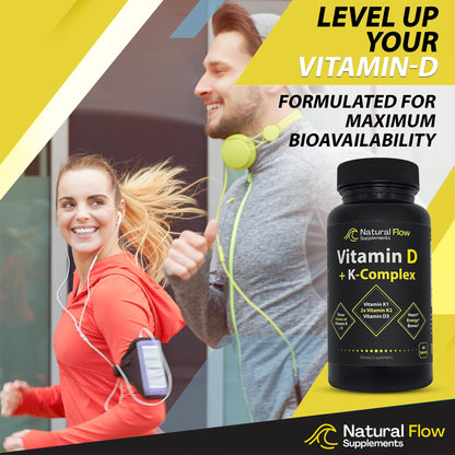Natural Flow suplemento para huesos y corazón vitamina D3 y K complejo