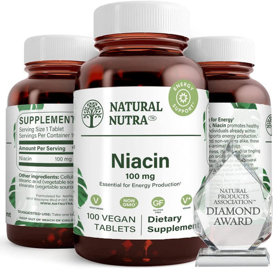 Natural Nutra suplemento niacina tabletas 100 mg paquete doble