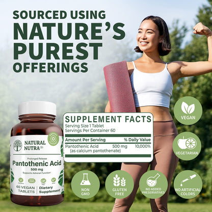 Natural Nutra suplemento vitamina B5 para mejorar metabolismo