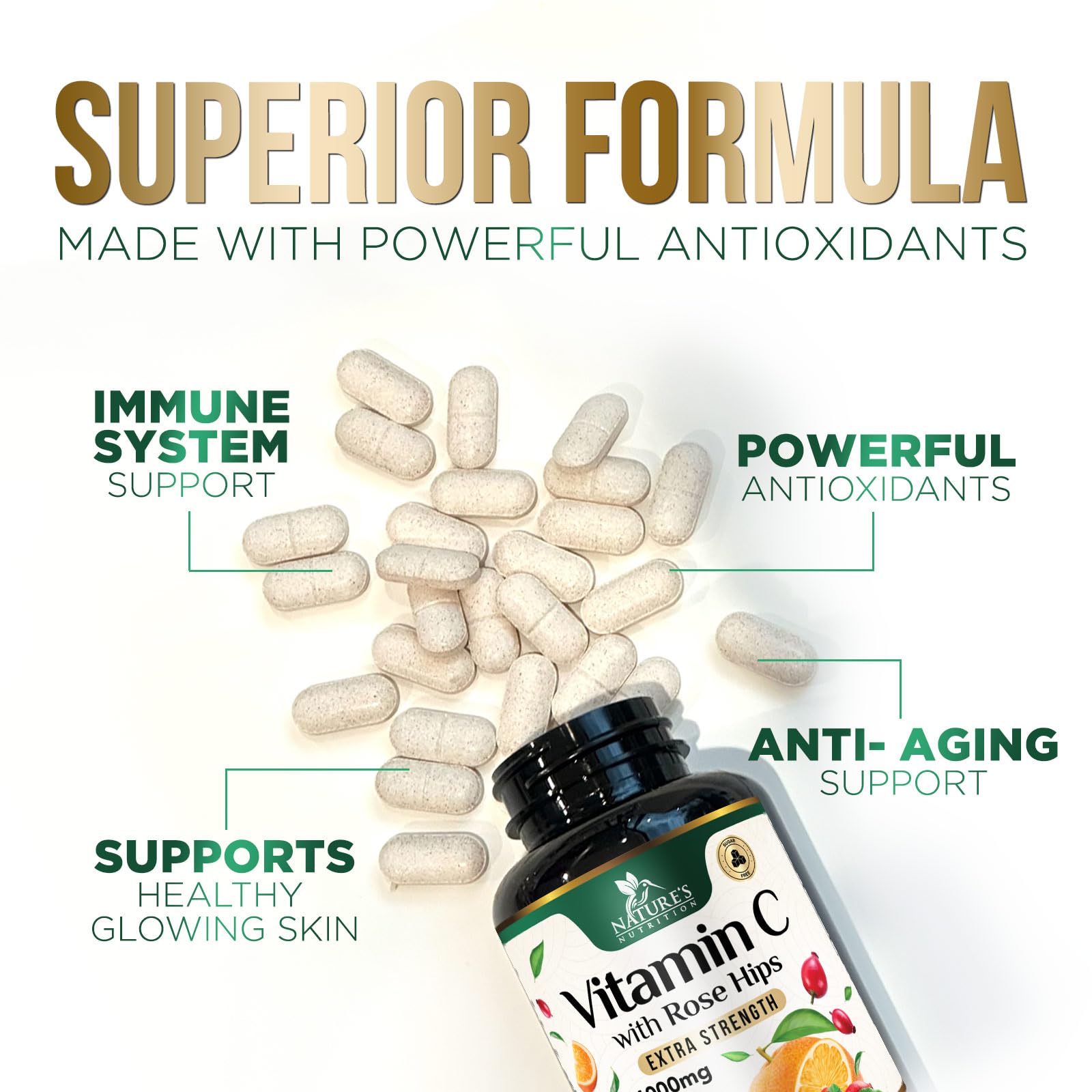 Natural, vegano y sin OGM suplemento vitamina C Nature's Nutrition