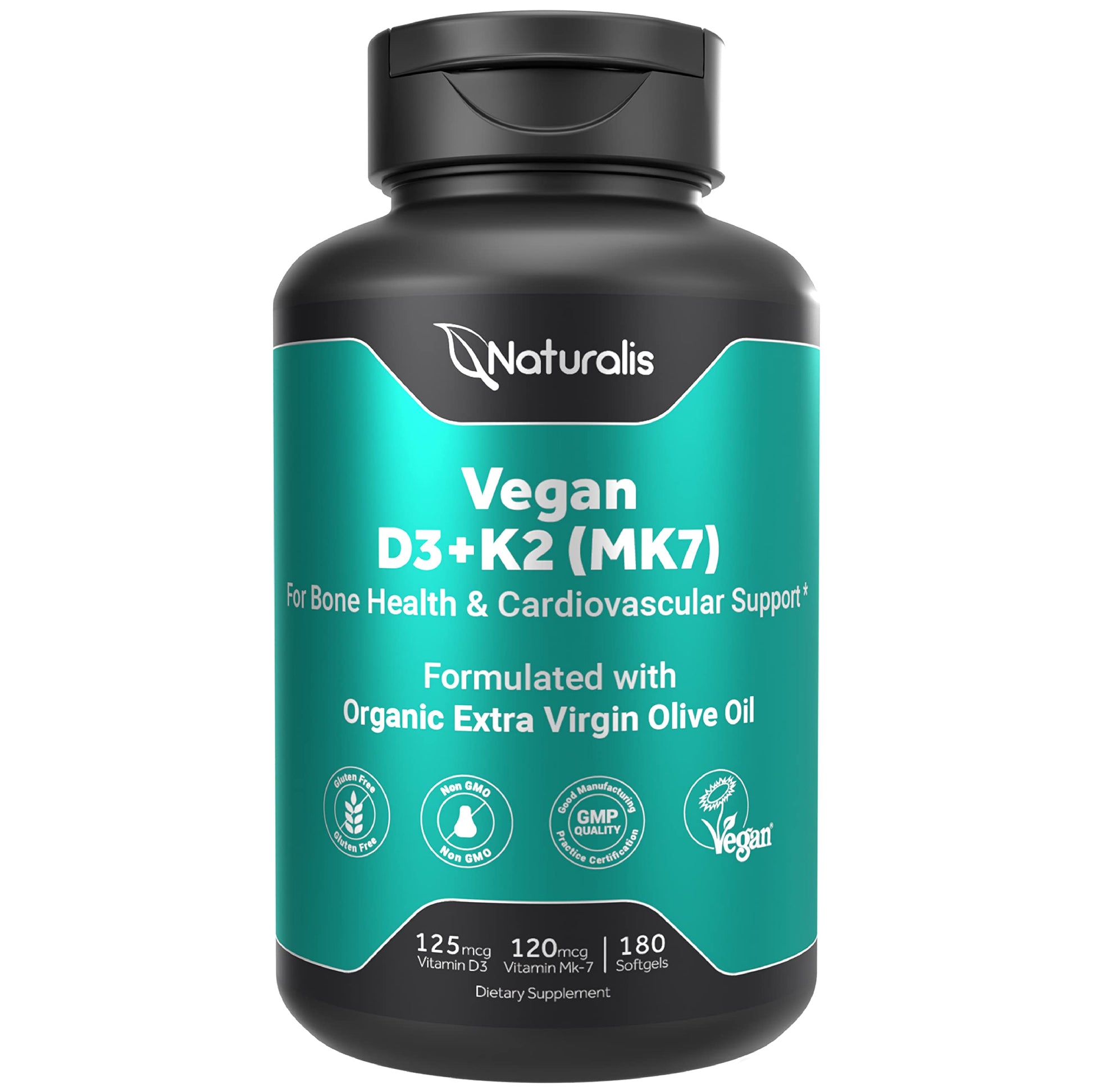 Naturalis vitamina D3 + K2 vegana 180 cápsulas blandas