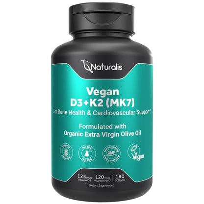 Naturalis vitamina D3 + K2 vegana 180 cápsulas blandas