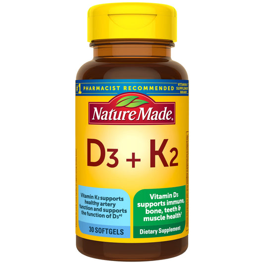 Nature Made cápsulas blandas vitamina D3 K2 para salud ósea y muscular