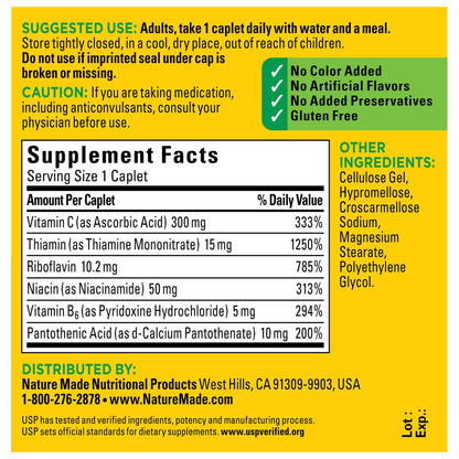 Nature Made Complejo B con Vitamina C y beneficios para salud