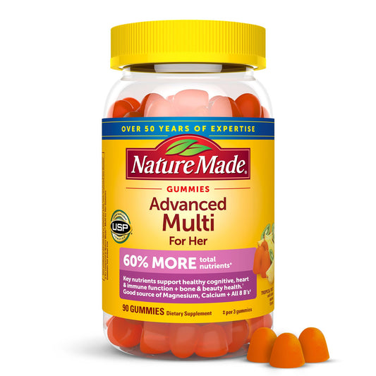 Frasco de gomitas multivitamínicas Nature Made avanzado para mujeres
