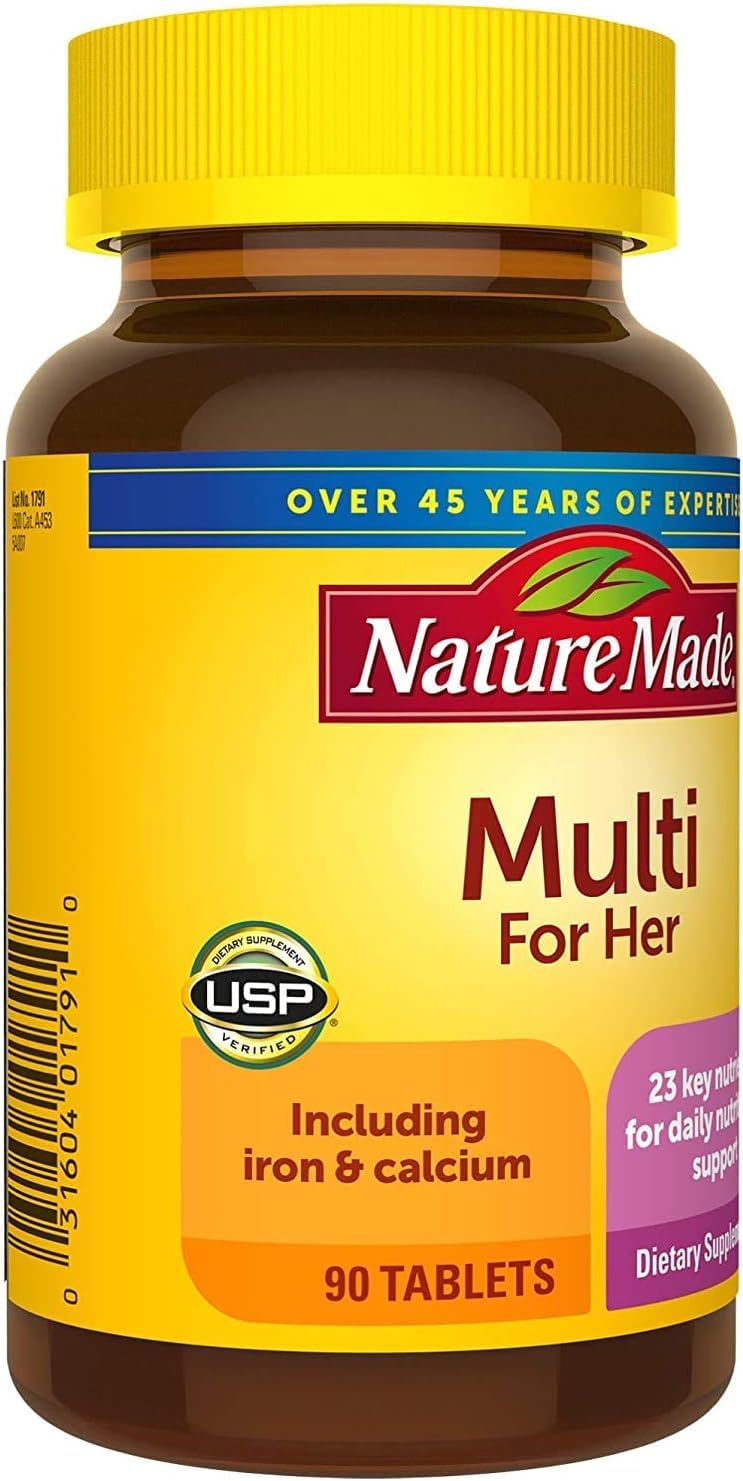 Nature Made Multivitamínico Mujer, incluye hierro y calcio, 90 tabletas
