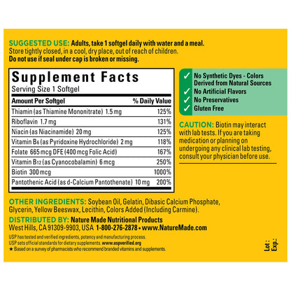 Nature Made Super B complejo suplemento salud cerebral