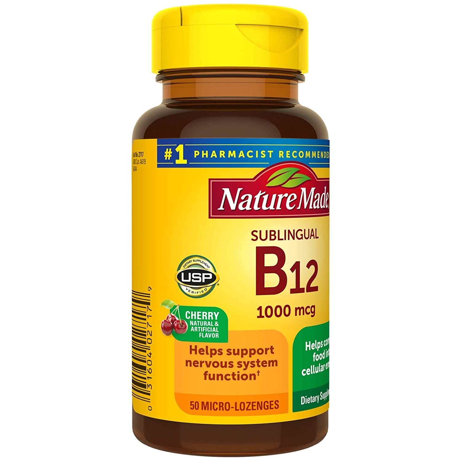 Nature Made suplemento B-12 micro-losetas sabor cereza 50 unidades