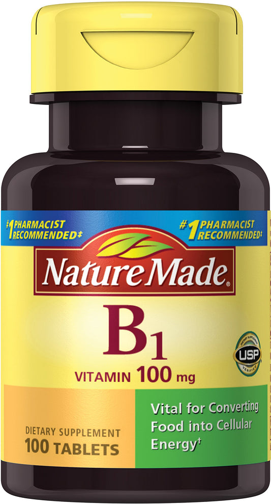 Paquete Nature Made vitamina B1 100 tabletas
