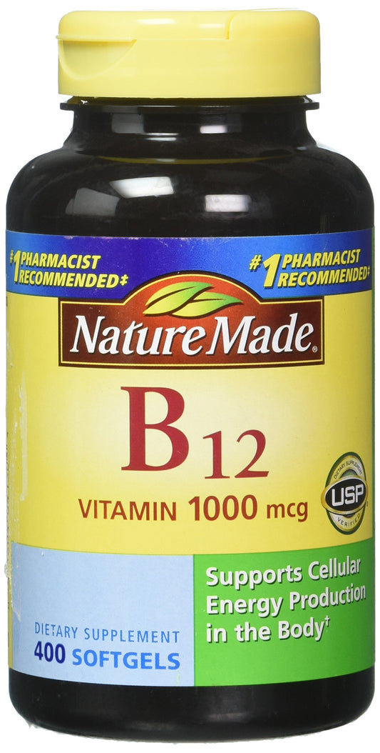 Botella de Nature Made Vitamina B12 1000 mcg con 400 cápsulas blandas