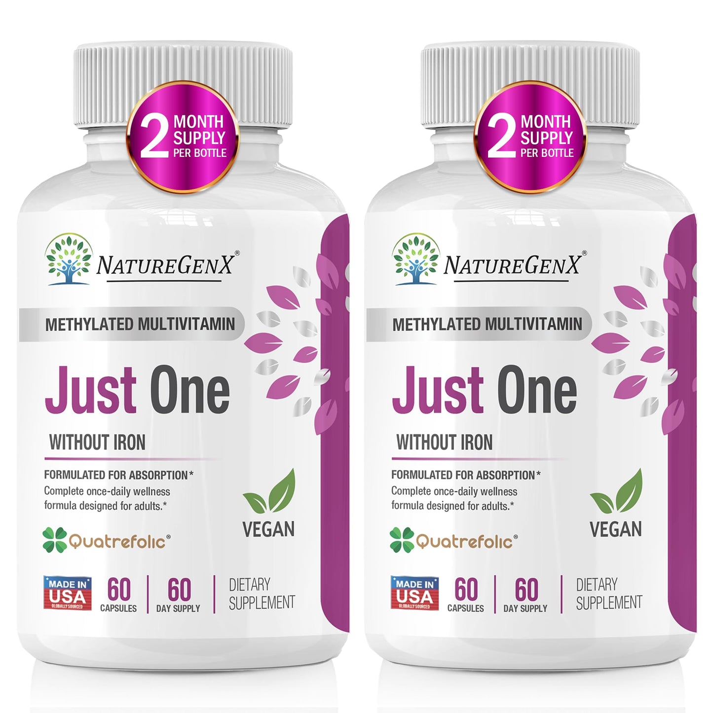 NatureGenX multivitamínico diario para MTHFR sin hierro