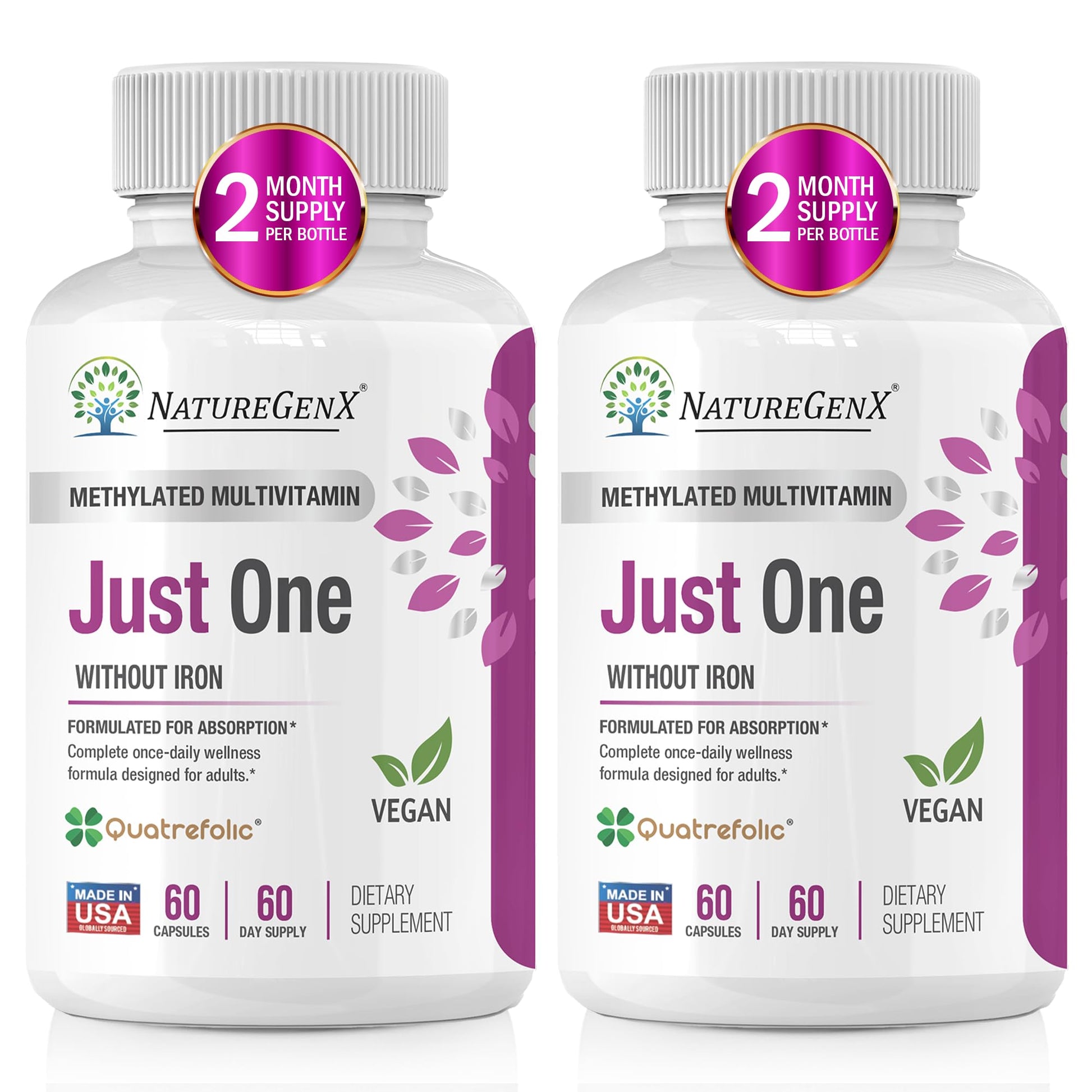 NatureGenX multivitamínico diario para MTHFR sin hierro