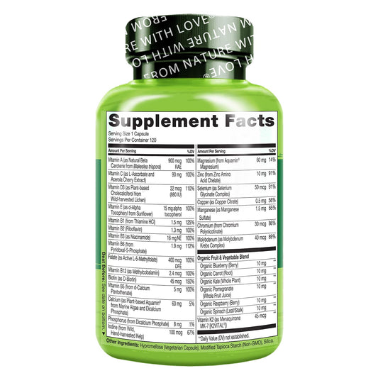 Lista de ingredientes del multivitamínico NATURELO para mujeres