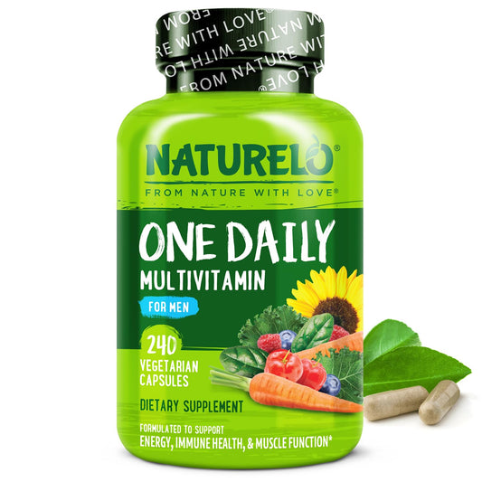 Frasco NATURELO multivitaminas para hombres con 240 cápsulas vegetarianas