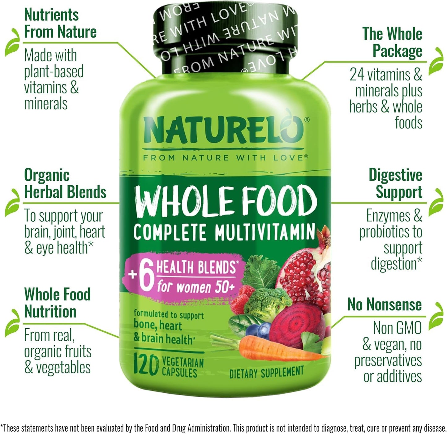 NATURELO multivitamínico con extractos de vegetales orgánicos