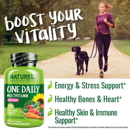 NATURELO desde la naturaleza con amor, botella de multivitamínico.