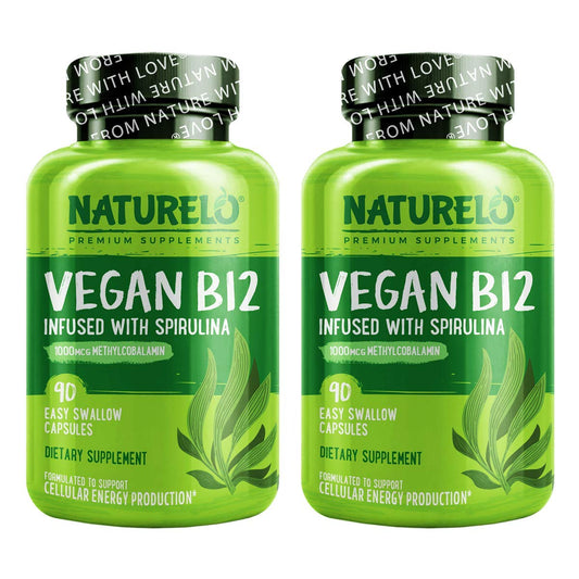 NATURELO Vitamina B12 cápsulas veganas con espirulina orgánica
