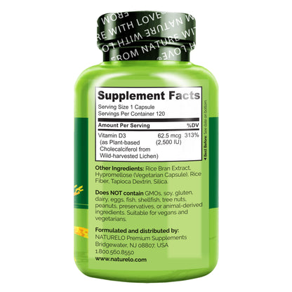Frasco NATURELO Vitamina D3 líquenes