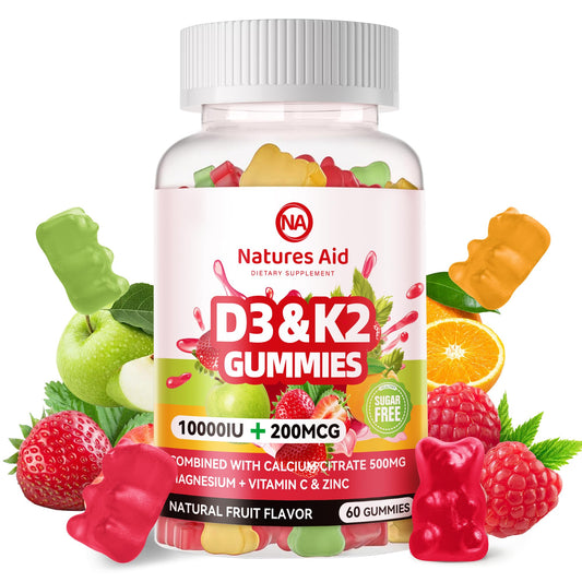 Natures Aid gomitas vitamina d3 k2 con calcio 60 unidades