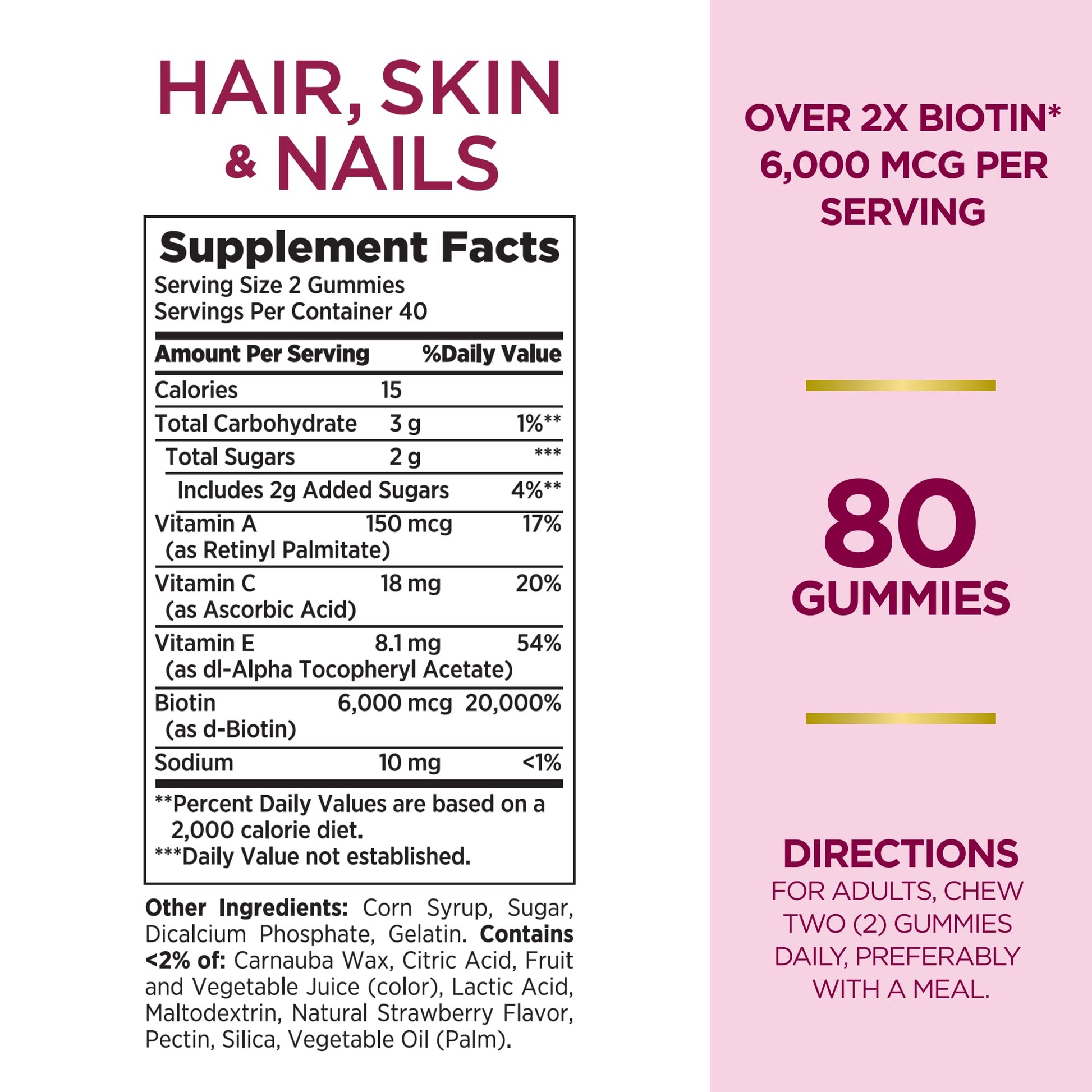 Nature's Bounty 80 gomitas avanzadas para cabello y uñas