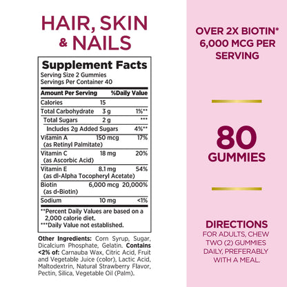 Nature's Bounty 80 gomitas avanzadas para cabello y uñas