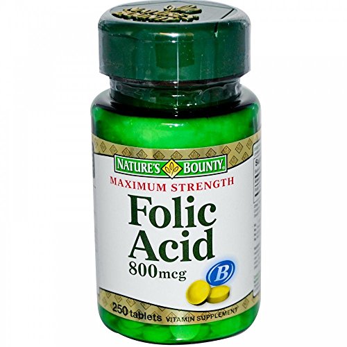Nature's bounty ácido fólico 800 mcg suplemento 250 tabletas