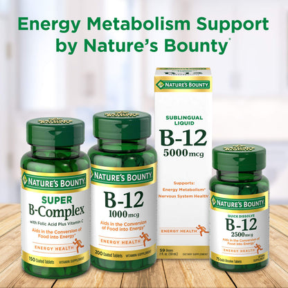 Información nutricional vitamina B12 Nature's Bounty