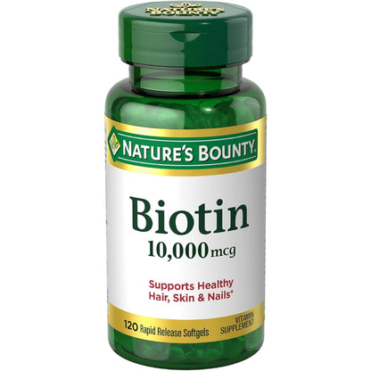 Paquete Nature's Bounty Biotina 10000 mcg 120 cápsulas pack de 4