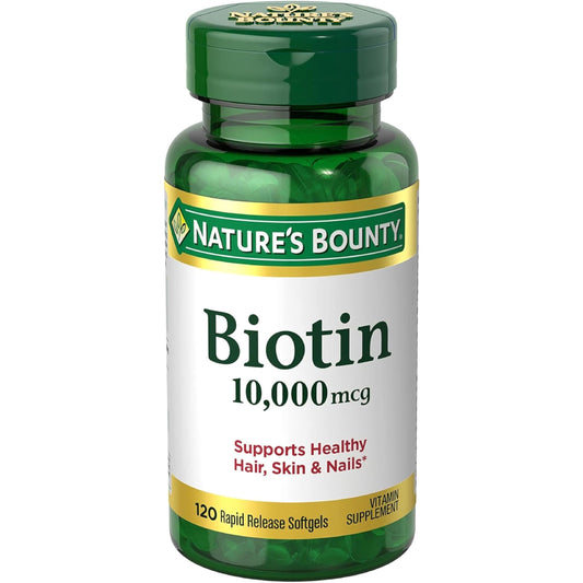 Paquete Nature's Bounty Biotina 10000 mcg 120 cápsulas pack de 4