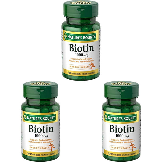 Nature's Bounty Biotina 1000 mcg 100 tabletas pack 3