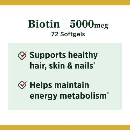 Nature's Bounty cápsulas biotina para salud energética y belleza