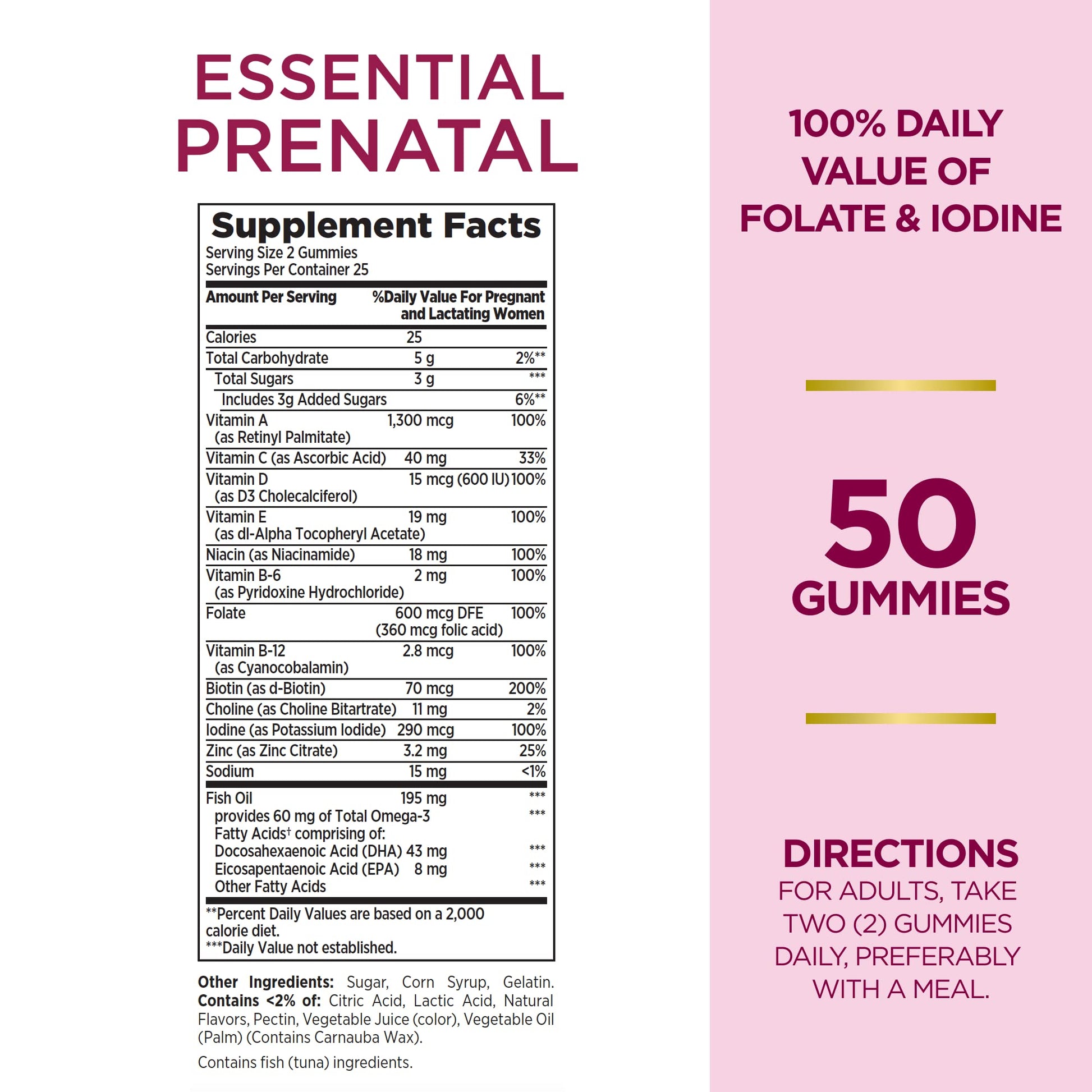 Frasco de gomitas prenatales de Nature's Bounty Essential