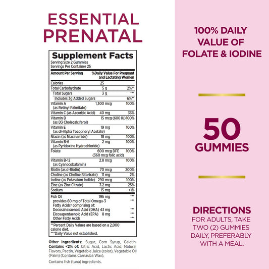 Frasco de gomitas prenatales de Nature's Bounty Essential