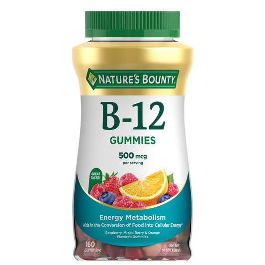 Frasco gomitas vitamina B12 Nature's Bounty sabor baya 160 unidades