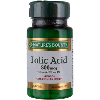 Nature's Bounty suplemento ácido fólico salud cardiovascular