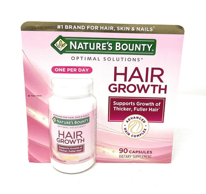 Botella Nature's Bounty suplemento crecimiento capilar 90 cápsulas