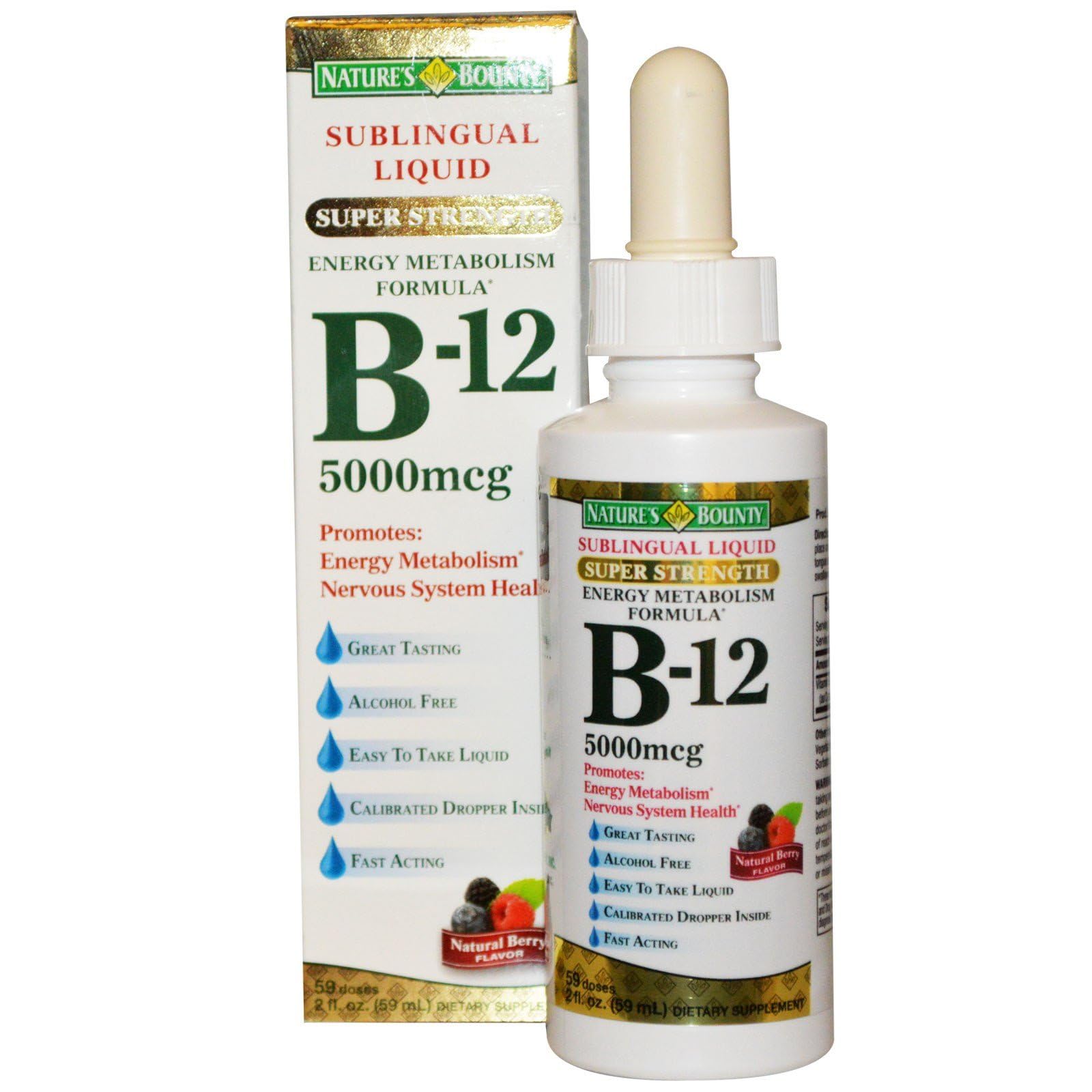 Nature's Bounty vitamina B12 5000 mcg líquido sublingual 2 botellas