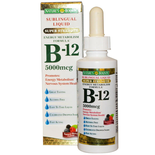 Nature's Bounty vitamina B12 5000 mcg líquido sublingual 2 botellas