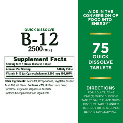 Nature's Bounty Vitamina B12 sabor cereza