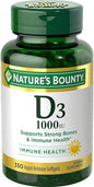 Nature's Bounty Vitamina D3 1000 UI softgels en botella