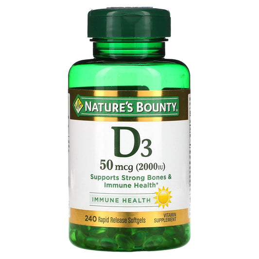 Nature's Bounty vitamina D3 2000 UI paquete doble 240 cápsulas blandas