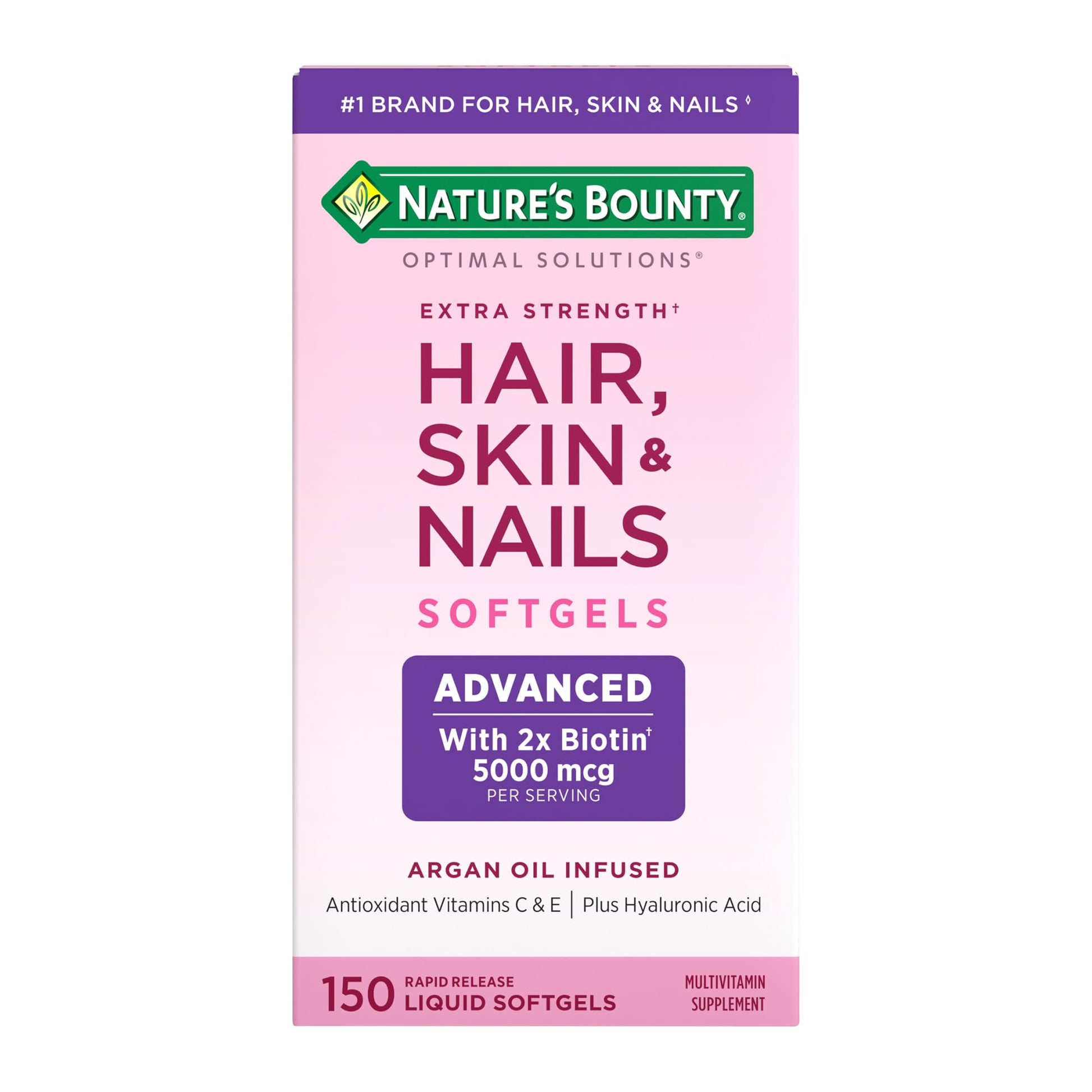 Frasco Nature's Bounty vitaminas para cabello piel uñas